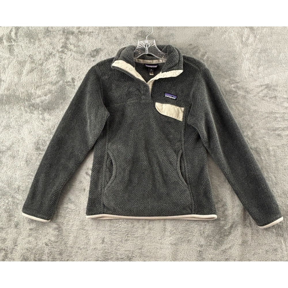 Patagonia Re-Tool‎ Snap-T Pullover Womens XS Gray Fleece Pockets Stand Up Collar